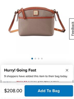 Dooney & Bourke Taupe Crossbody with Brown Trim